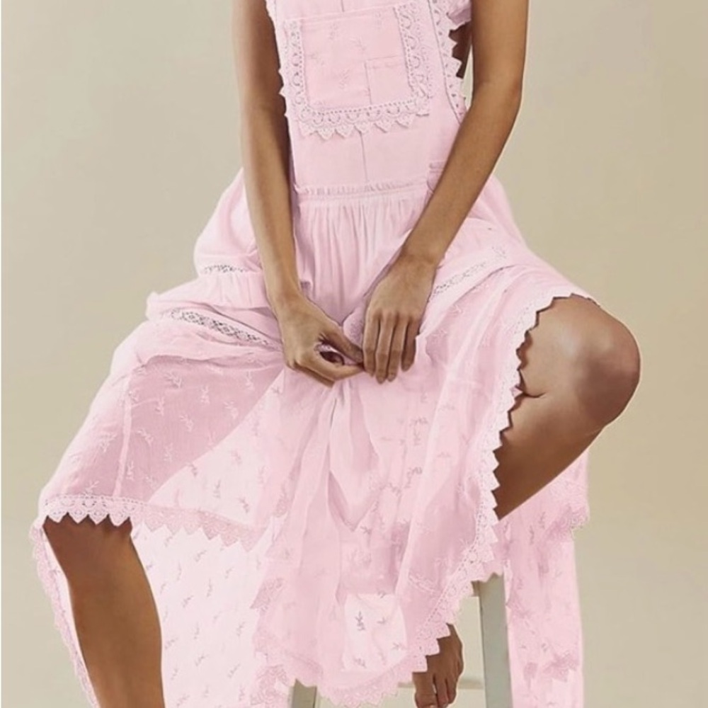 NWOT Pink Lace-Trim Midi Dress - Women
